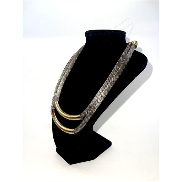 Necklace Gold & Silver Tone 18" Mesh Multi Strand Bar Pendant Jewelry B#8 - Picture 3 of 8